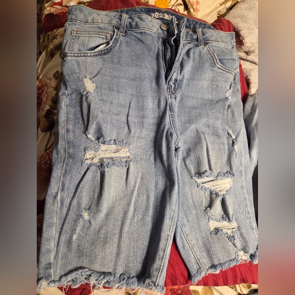 Wild Fable Light Blue Distressed Shorts Jean